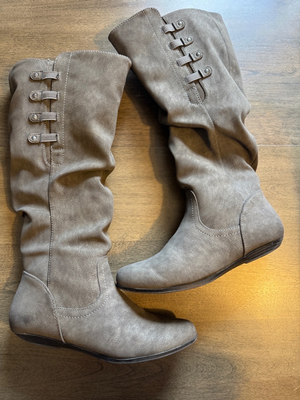Classic Slouch Calf Boots in Taupe